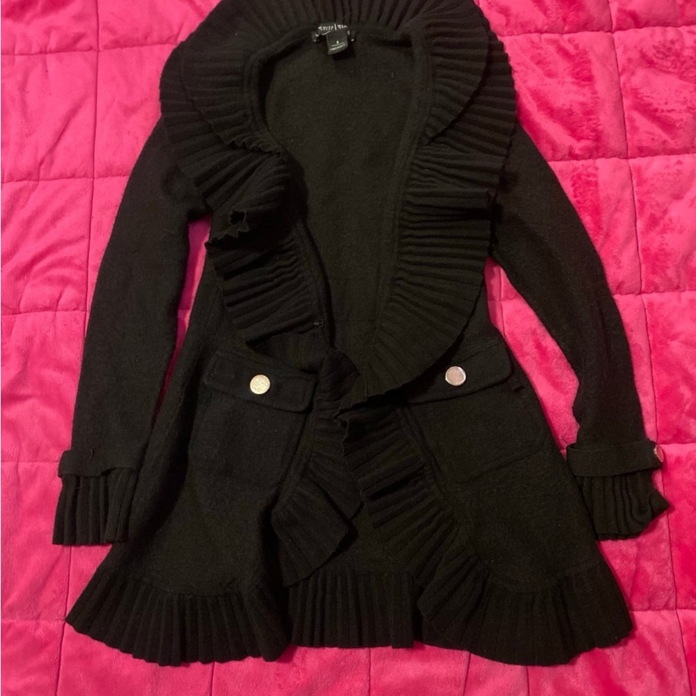 Black Ruffled Women's Coat
